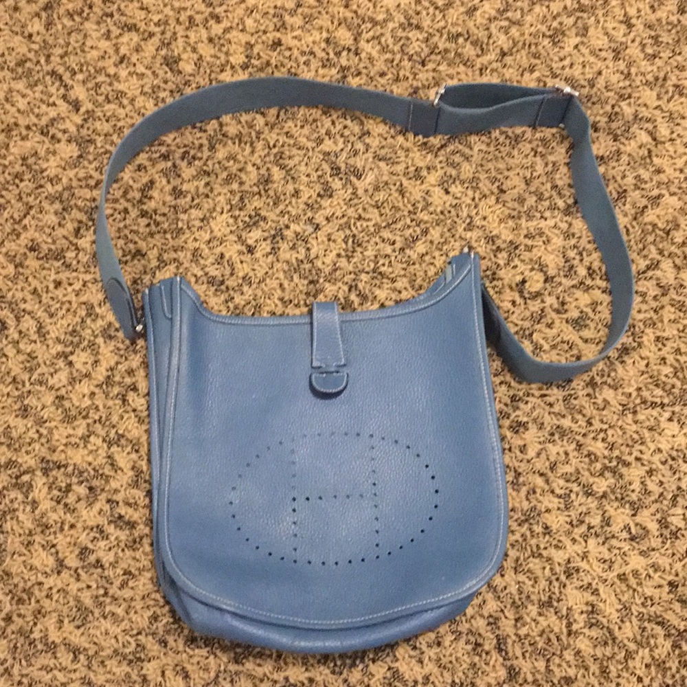 Hermes blue Evelyn crossbody bag